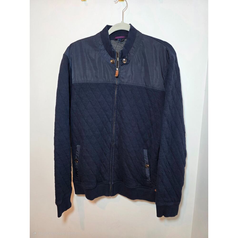 Ted Baker London Quilted Full Zip Jacket Men’s 7 3XL Navy Sardin